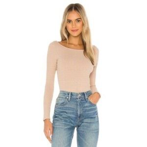 🆕 Free People Pink Shimmery Ribbed Bodysuit - Women’s Size XS